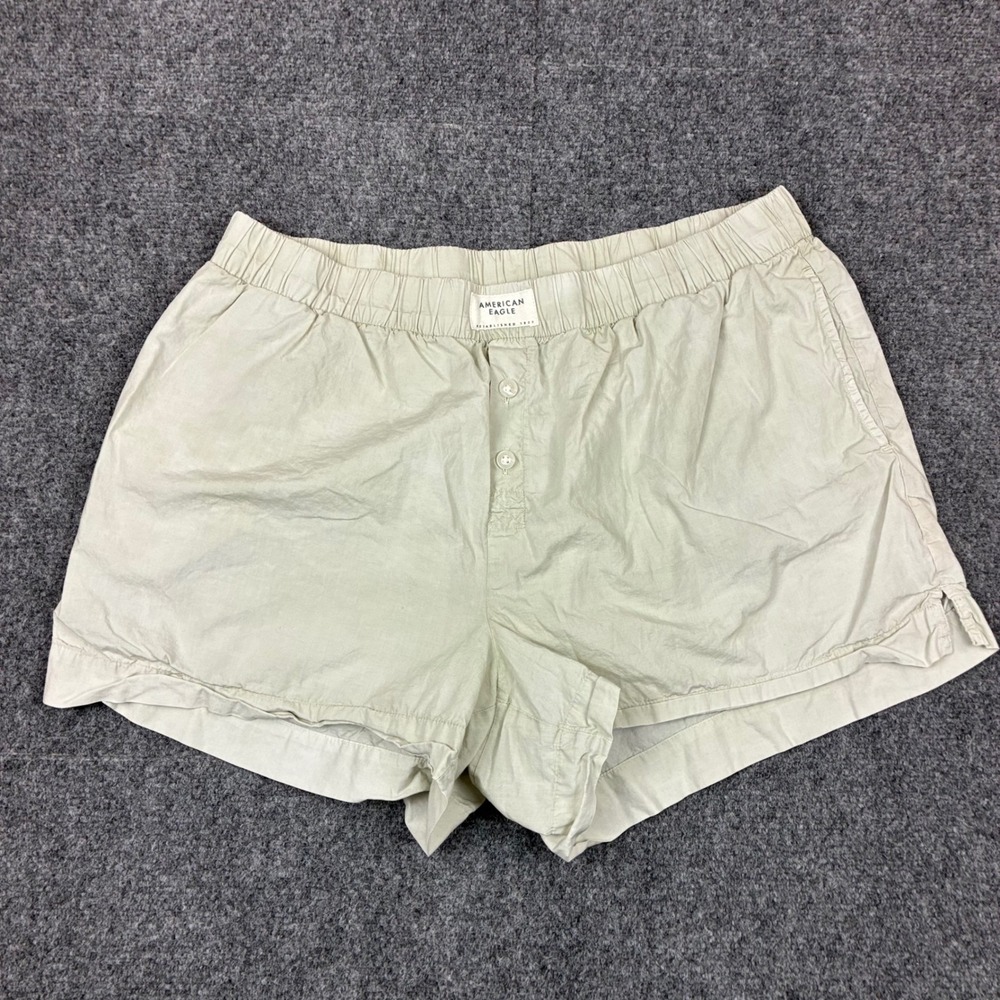 American Eagle Mens Size Large W34 Khaki Tan Elastic Waist Lounge Shorts